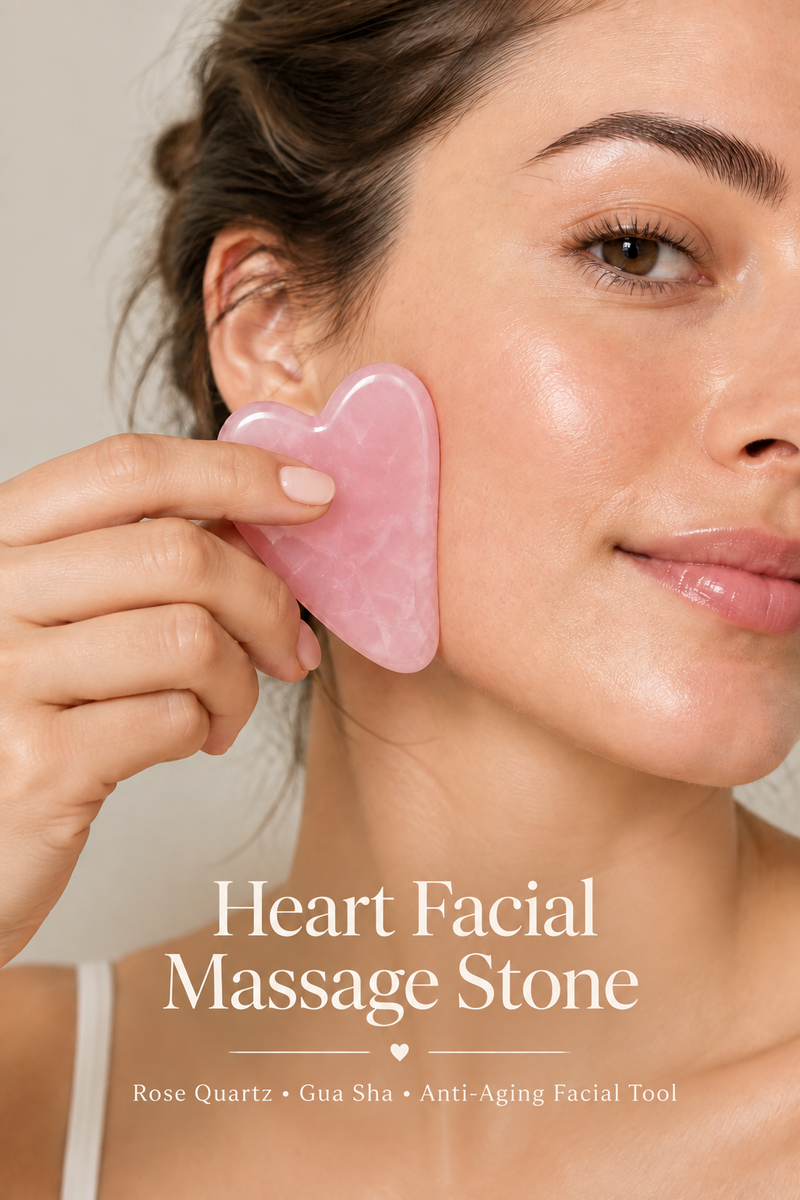Italo pink heart-shaped facial massage stone