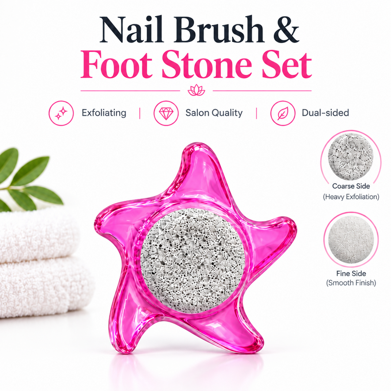 Italo pink star nail brush and foot stone