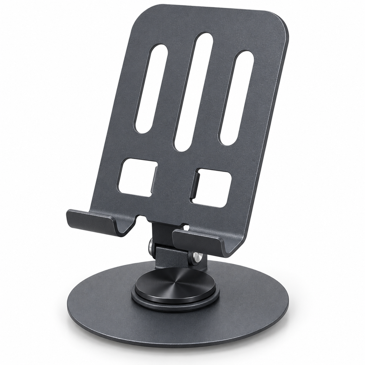 Rotating adjustable mobile phone stand angled view