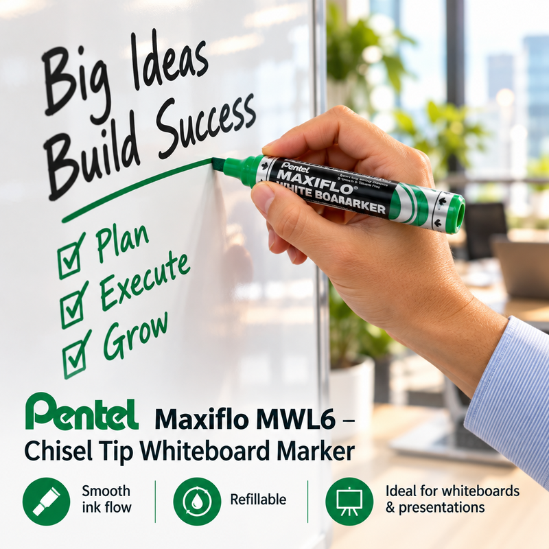 Pentel Maxiflo MWL6 Chisel Whiteboard Marker