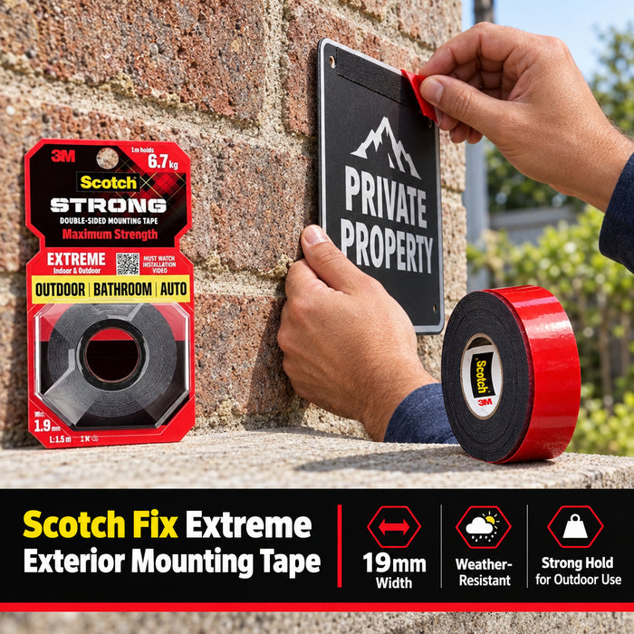 Scotch-Fix Extreme Exterior Mounting Tape – 19 mm × 1.5 m