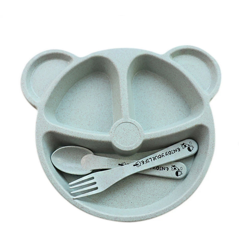 Star Babies organic baby wheat bear plate set in blue