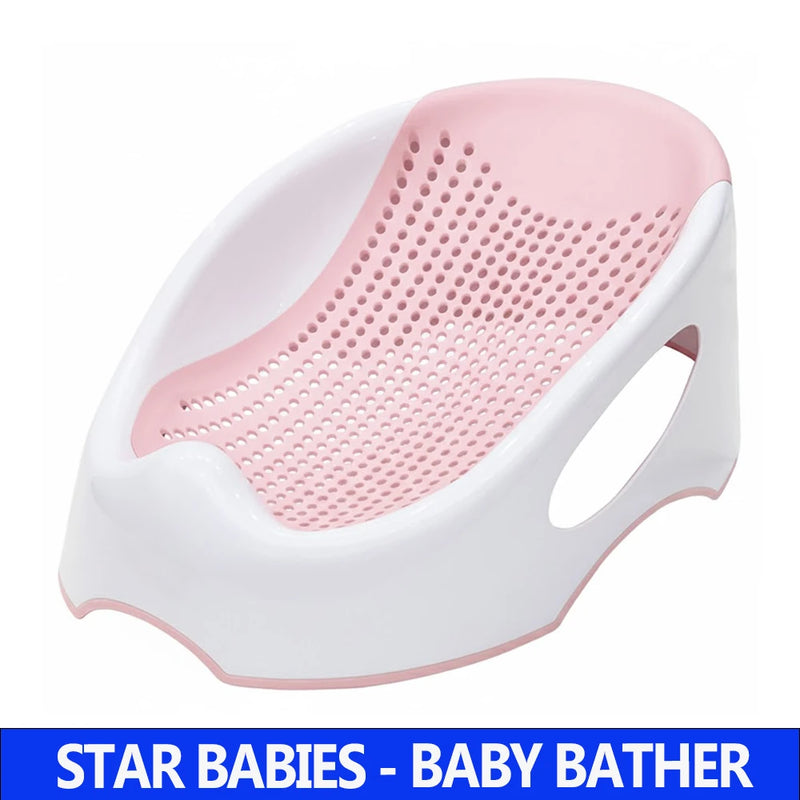 Pink baby bather side view