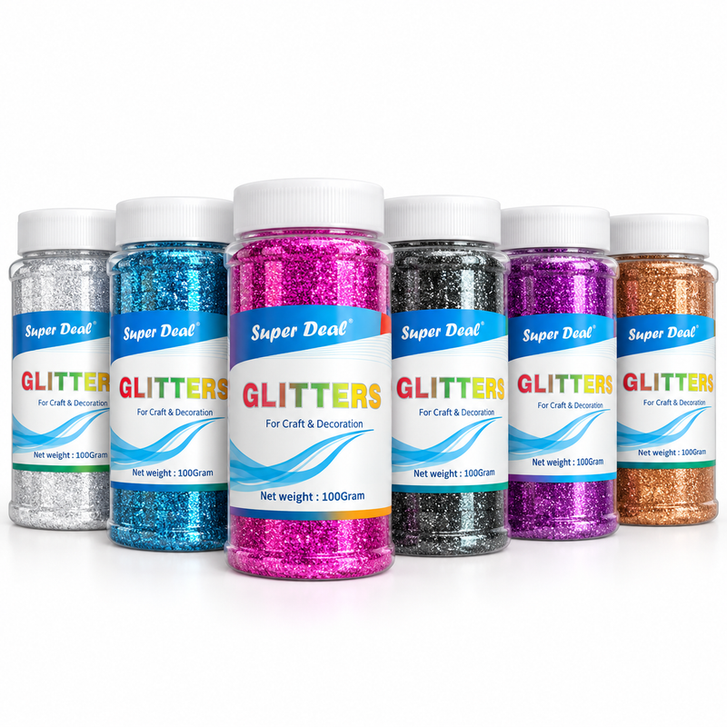 Super Deal 100 gram glitter jars in assorted colours