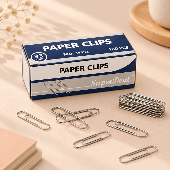 Super Deal 33 mm paper clips box of 100