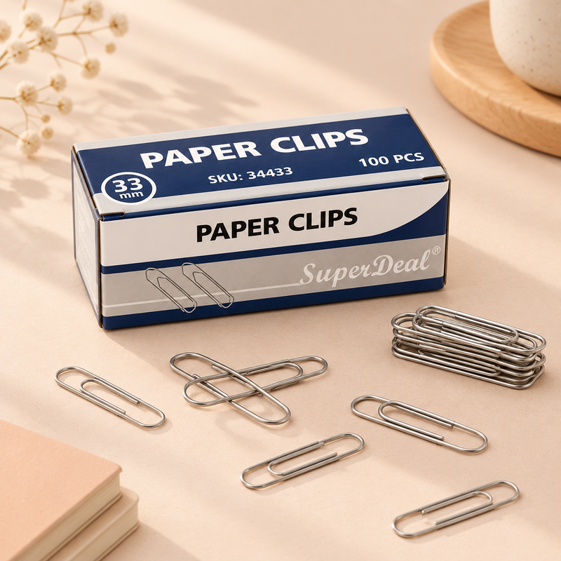 Super Deal 33 mm paper clips box of 100