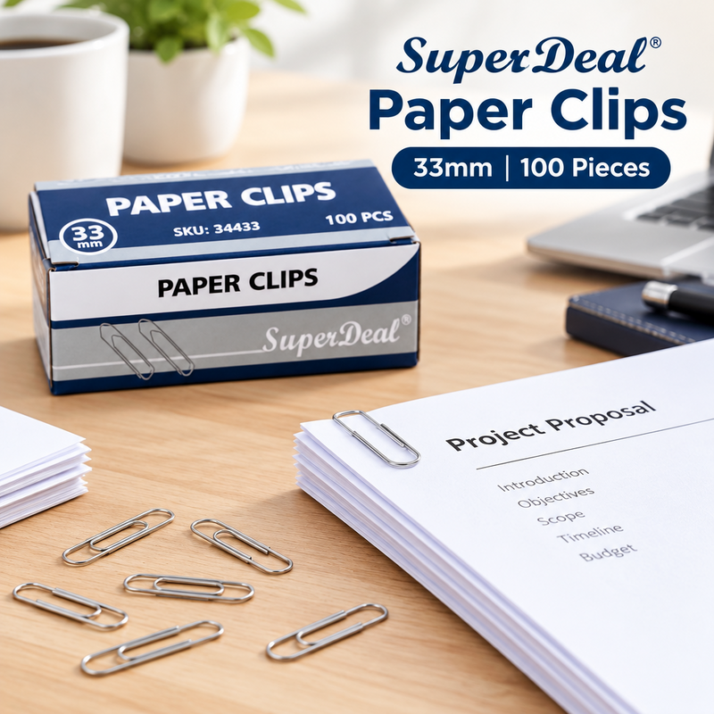 Super Deal Paper Clips – 33 mm, 100 Pieces