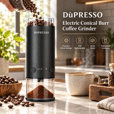 DùPRESSO CK023 Electric Conical Burr Coffee Grinder – 80 Settings